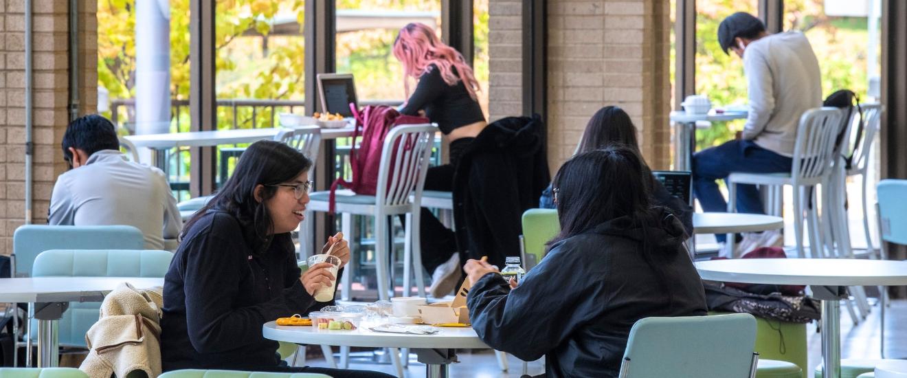 students eating in a cafeteria